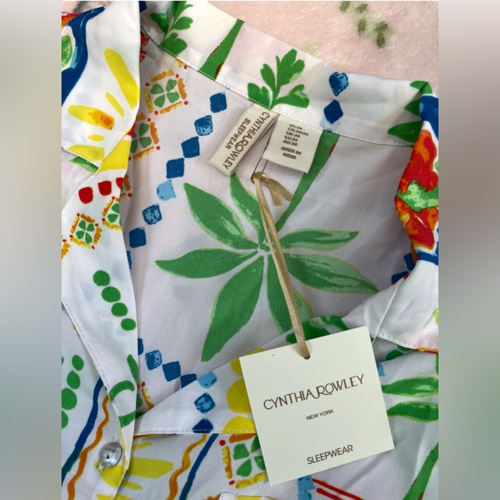 SOLD NWT Cynthia Rowley Bell Pepper Button Front and Shorts Pajama Set - Picture 2 of 5